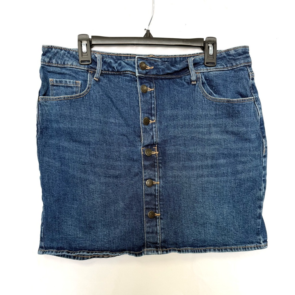 Old Navy High Rise Button Front Denim Jean Skirt Womens Size 14